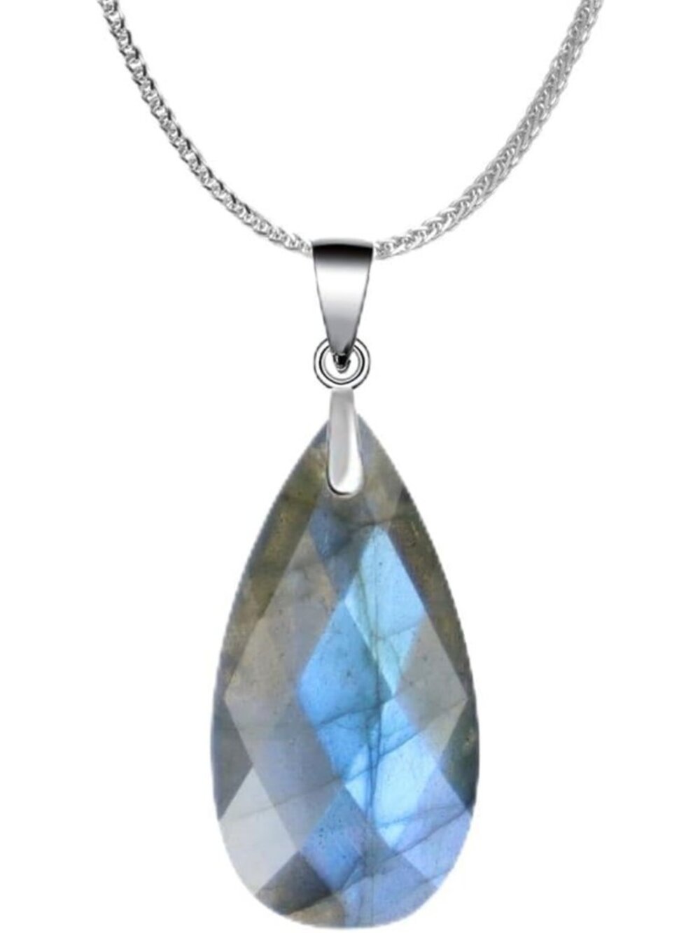 925 Sterling Silver Natural Crystal Pendant Necklace for Women, Birthstone